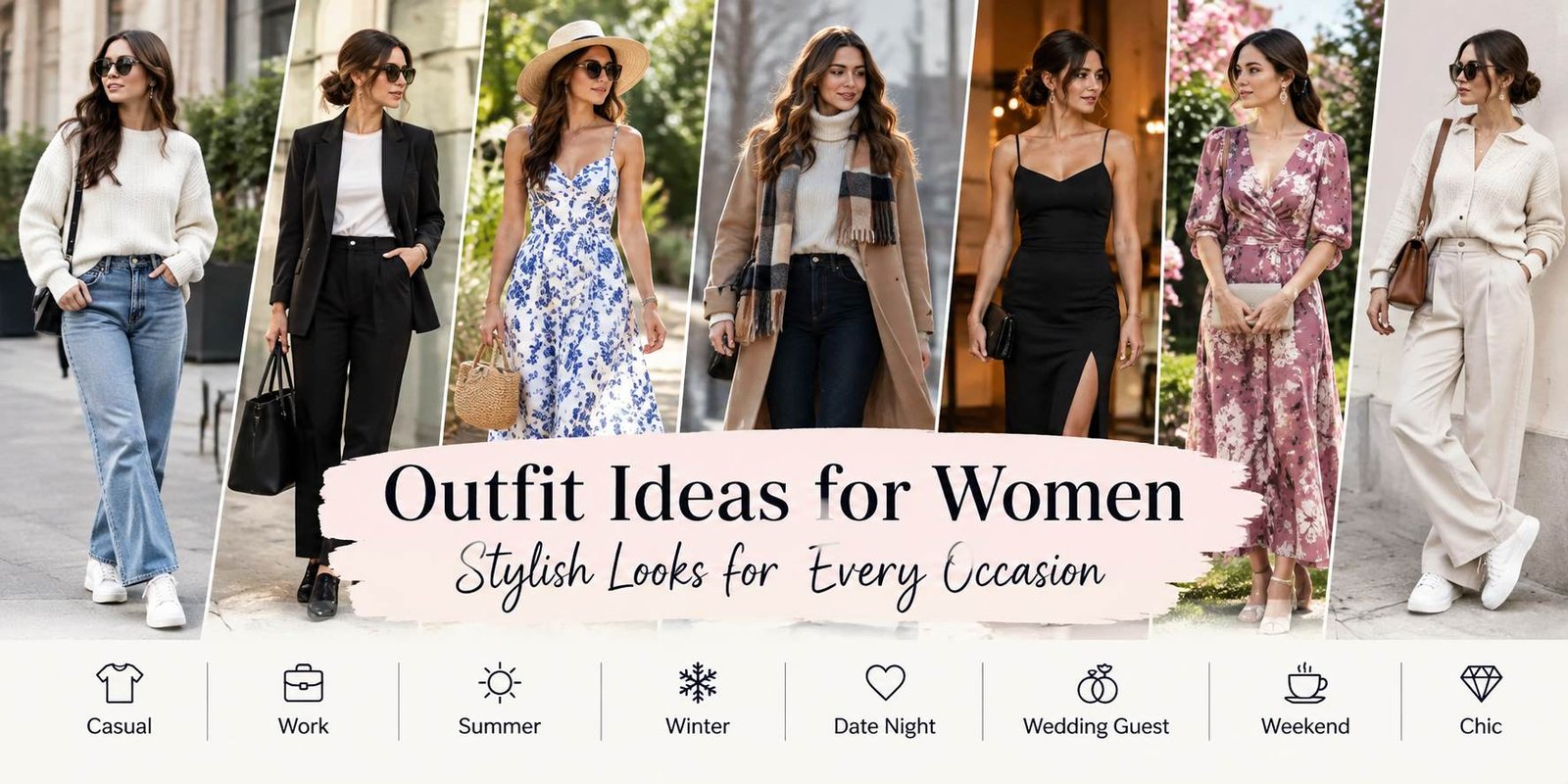 Outfit ideas for women featuring casual, work, summer, winter, date night, wedding guest and chic styles